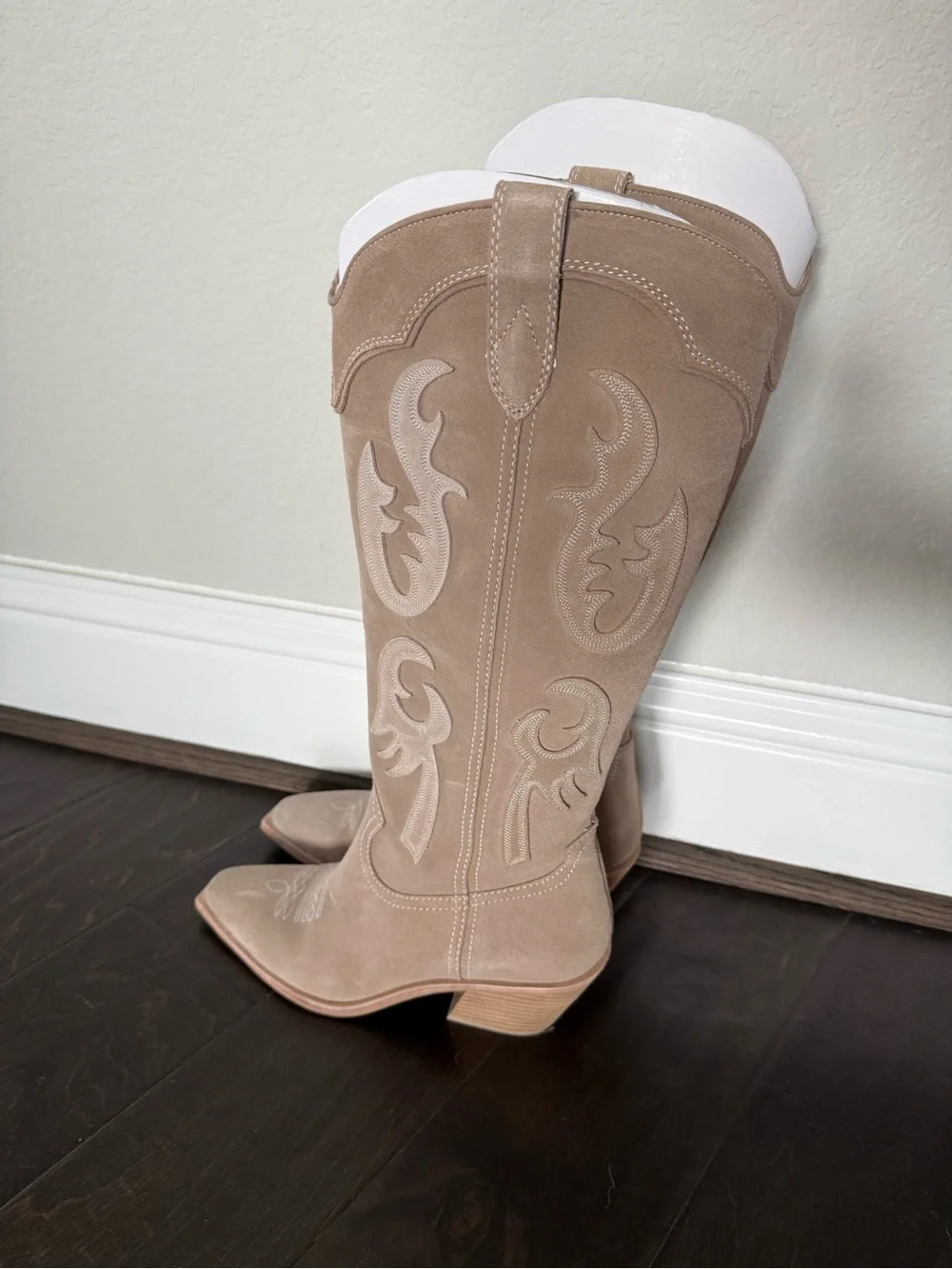 Dolce Vita Over-the-Knee Suede Boots in Beige